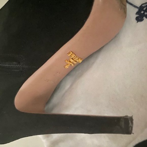 Prada Black Suede Booties Size 37 - Picture 5 of 6